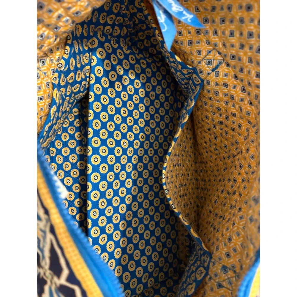 Vera Bradley Marrakesh Quilted Cotton Tote Bag Blue‎ Yellow Floral Zipper Large